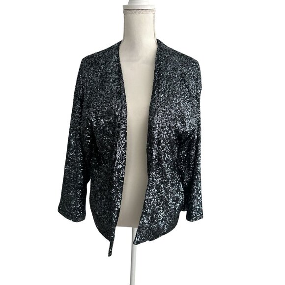 GAP Black Sequin Swing Jacket Blazer Size Medium - Picture 6 of 9